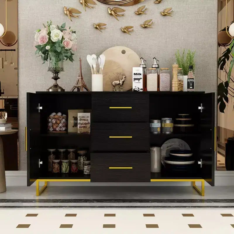 Meuble de rangement noir pour cuisine, buffet, armoire