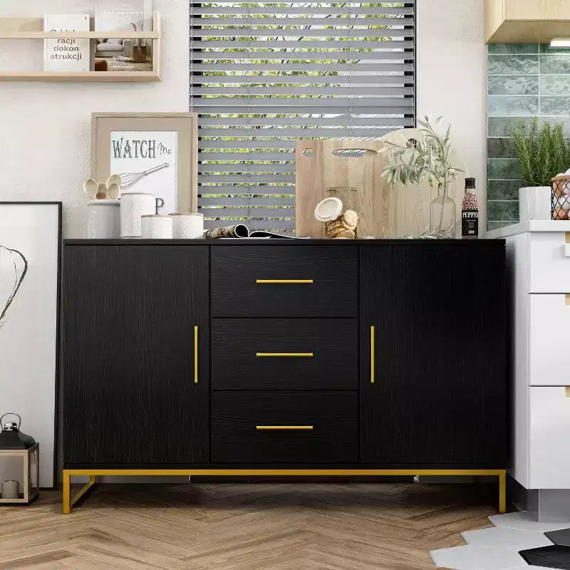 Meuble de rangement noir pour cuisine, buffet, armoire