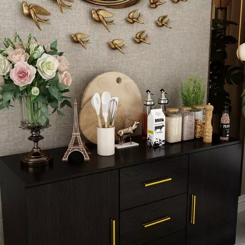 Meuble de rangement noir pour cuisine, buffet, armoire