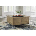 Table basse relevable avec rangement, marron