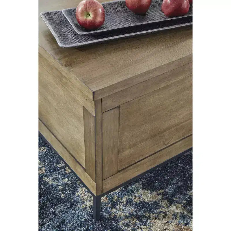 Table basse relevable avec rangement, marron