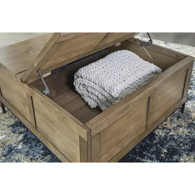 Table basse relevable avec rangement, marron