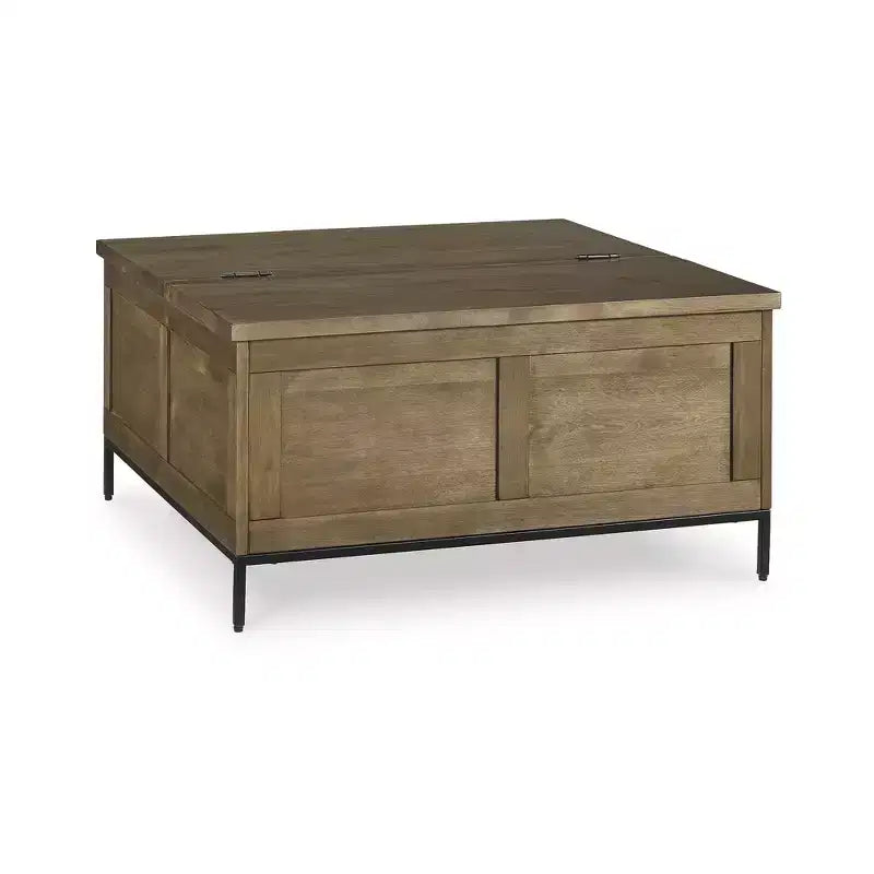 Table basse relevable avec rangement, marron