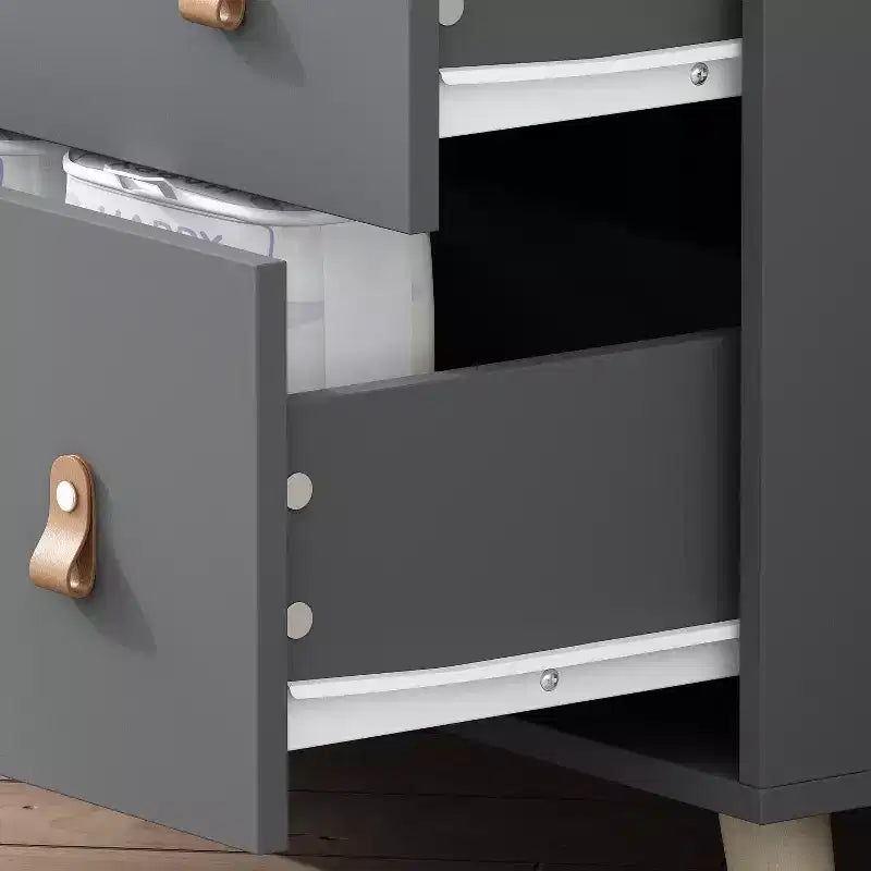 Table à langer Famapy avec poignées en cuir, grand plan de travail, trois tiroirs, grand espace de rangement, armoire de rangement
