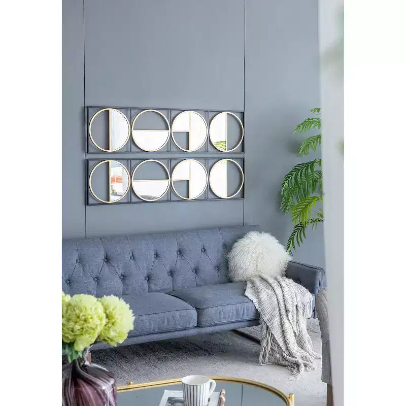 Miroir mural en métal noir perlé de 120 cm