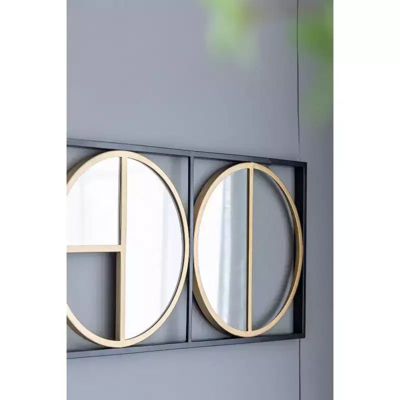 Miroir mural en métal noir perlé de 120 cm