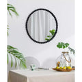 32 Inch Round Wall Mirror with Beaded Metal Frame