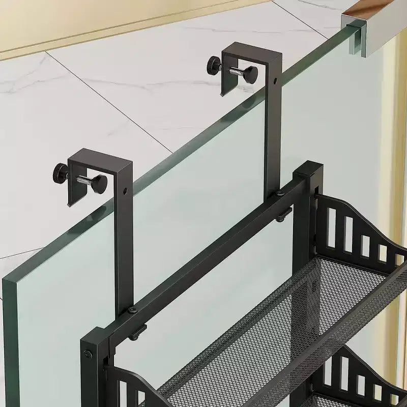 Étagère de rangement multi-niveaux réglable en acier au carbone noir à suspendre sur la porte – Pour les condiments de cuisine et les articles de salle de bain
