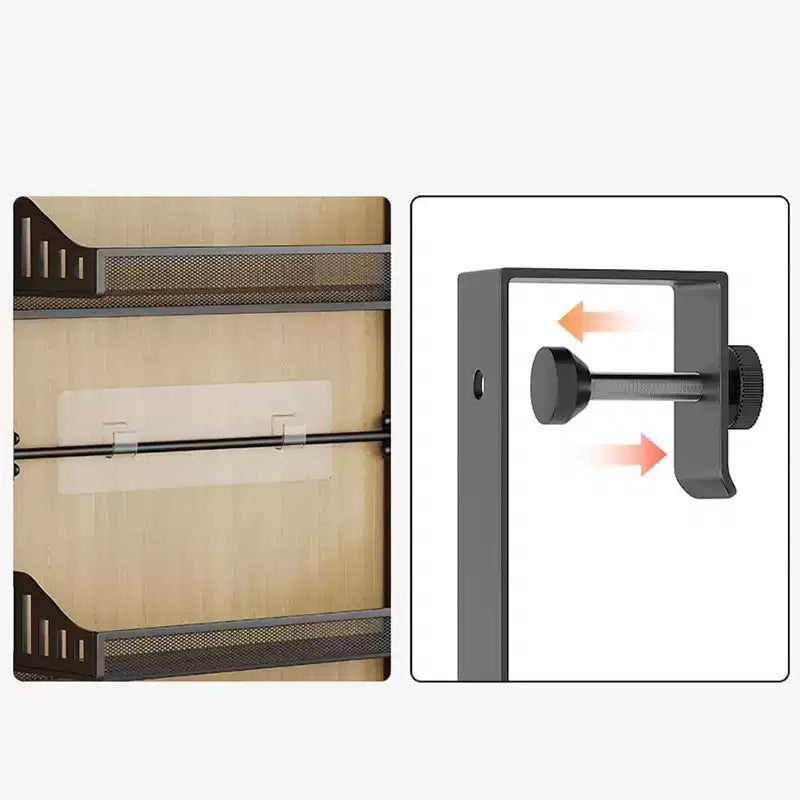 Étagère de rangement multi-niveaux réglable en acier au carbone noir à suspendre sur la porte – Pour les condiments de cuisine et les articles de salle de bain