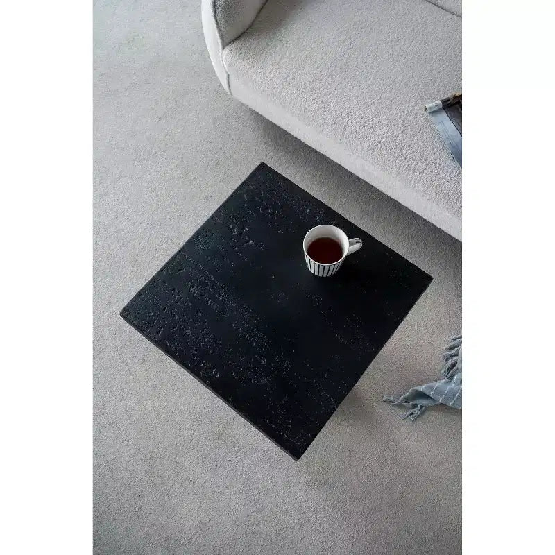 Table d'appoint carrée noire avec base piédestal 20x20x24