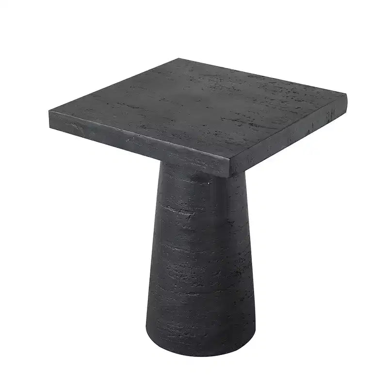 Table d'appoint carrée noire avec base piédestal 20x20x24