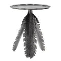 Leaf Design Side Table Silver Antique Finish 16.9x16.9x19.7