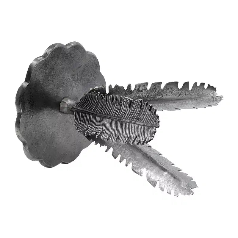 Table d'appoint motif feuille finition argent antique 42,9x42,9x50 cm
