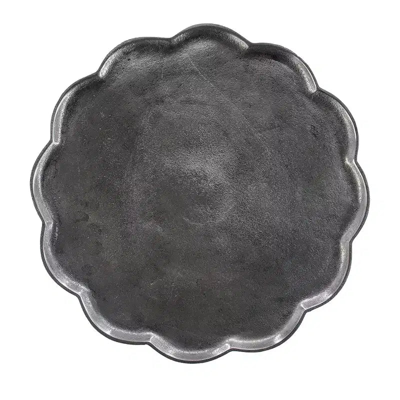Table d'appoint motif feuille finition argent antique 42,9x42,9x50 cm