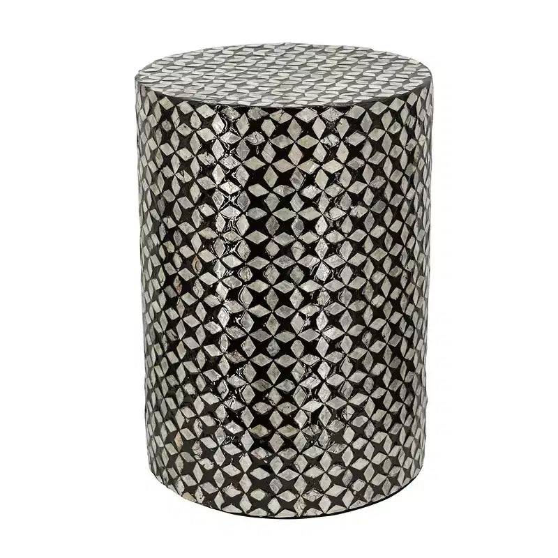 Table d'appoint de jardin en coquille d'huître noire ronde