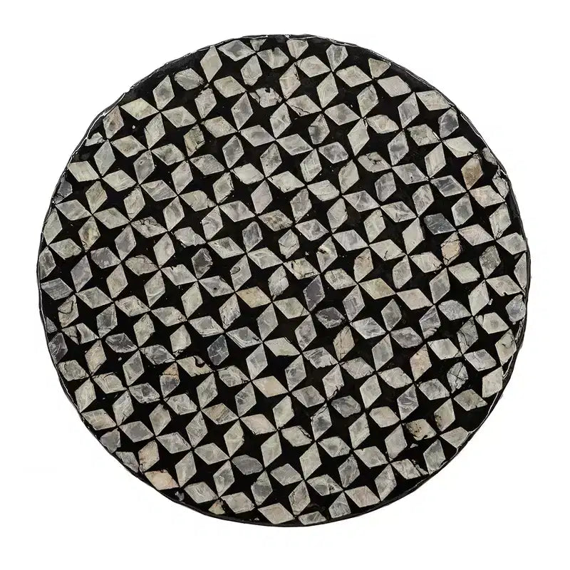 Table d'appoint de jardin en coquille d'huître noire ronde
