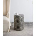 Table d'appoint de jardin en coquille d'huître noire ronde