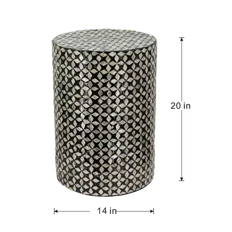 Table d'appoint de jardin en coquille d'huître noire ronde