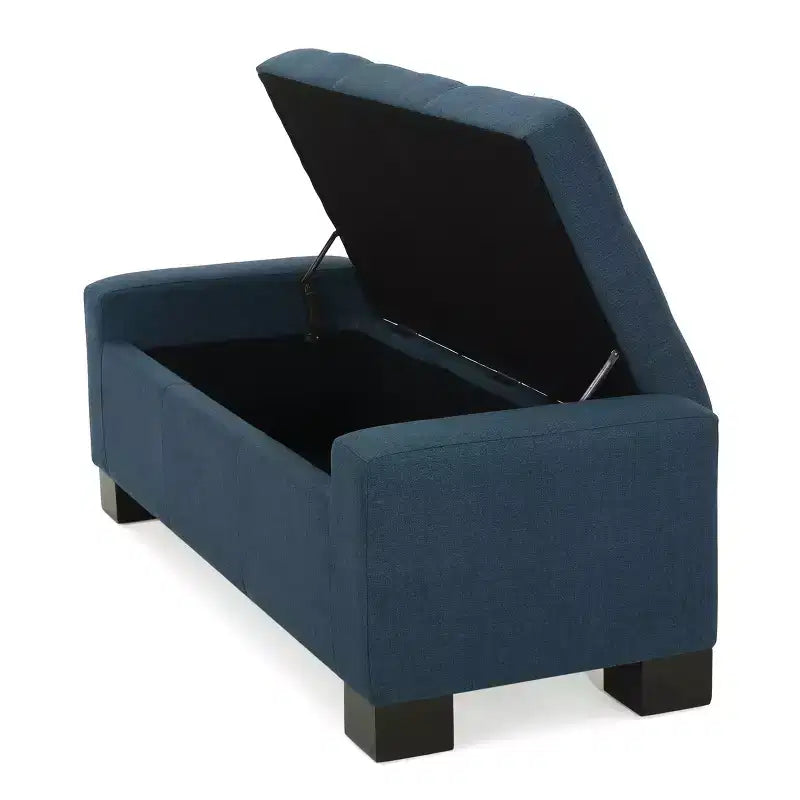 Banc de rangement rectangulaire avec coussin rembourré épais, banc d'entrée avec charnières à pression, banc de bout de lit
