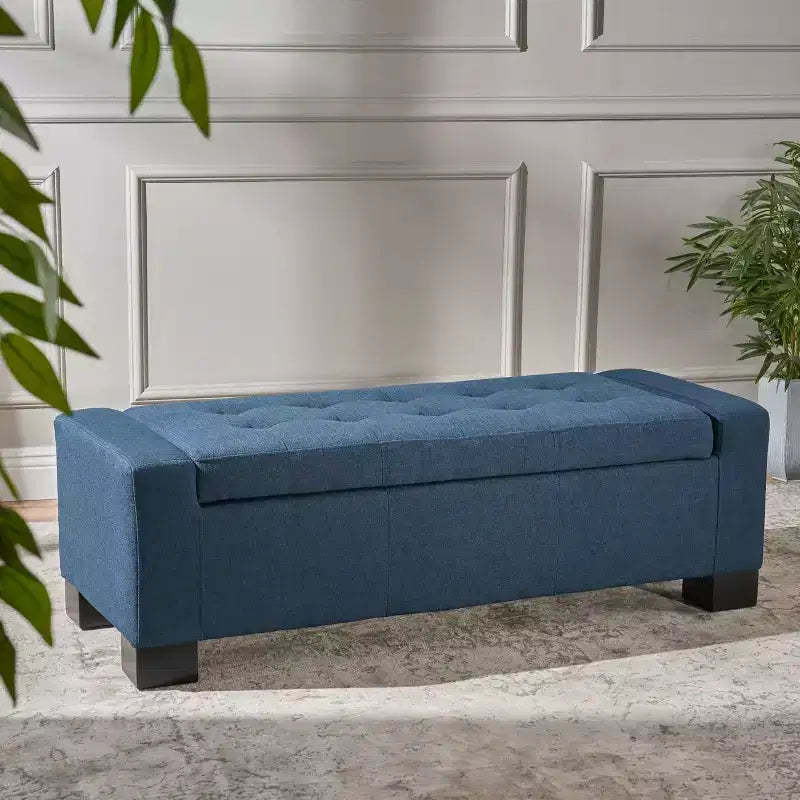 Banc de rangement rectangulaire avec coussin rembourré épais, banc d'entrée avec charnières à pression, banc de bout de lit