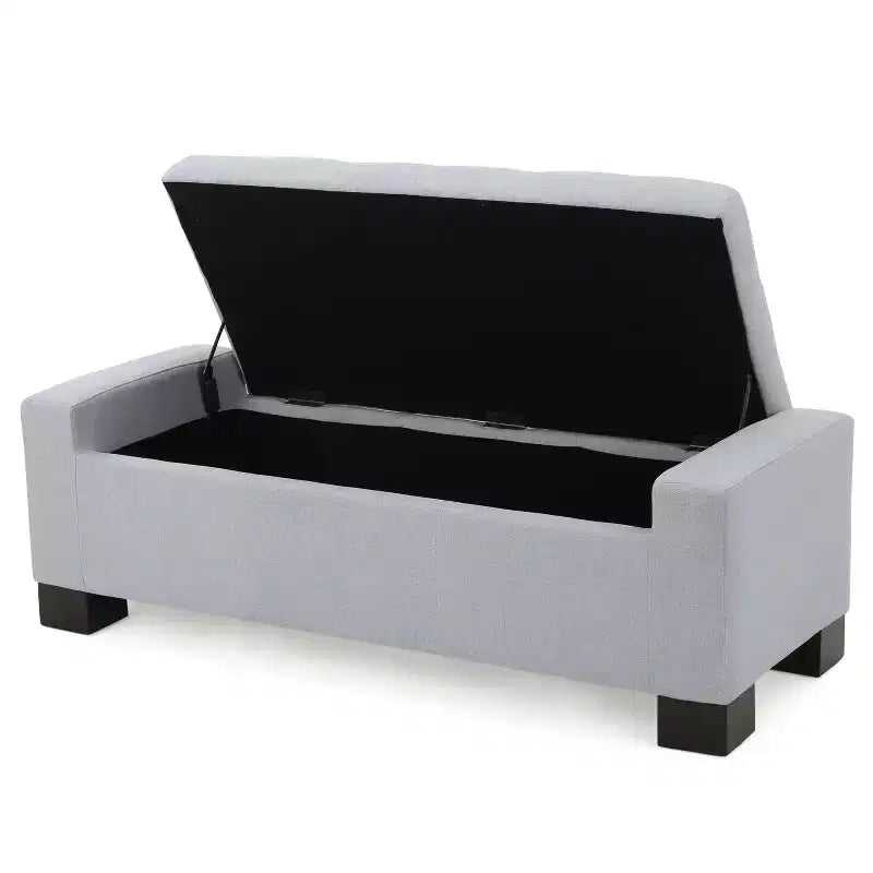 Banc de rangement rectangulaire avec coussin rembourré épais, banc d'entrée avec charnières à pression, banc de bout de lit