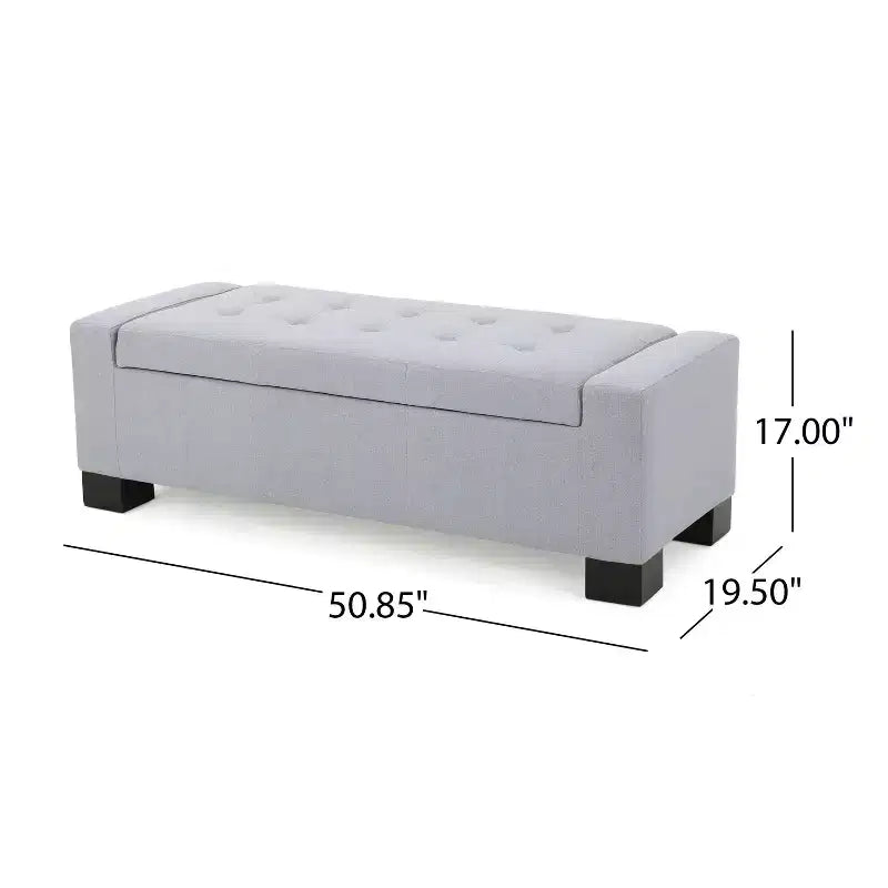 Banc de rangement rectangulaire avec coussin rembourré épais, banc d'entrée avec charnières à pression, banc de bout de lit