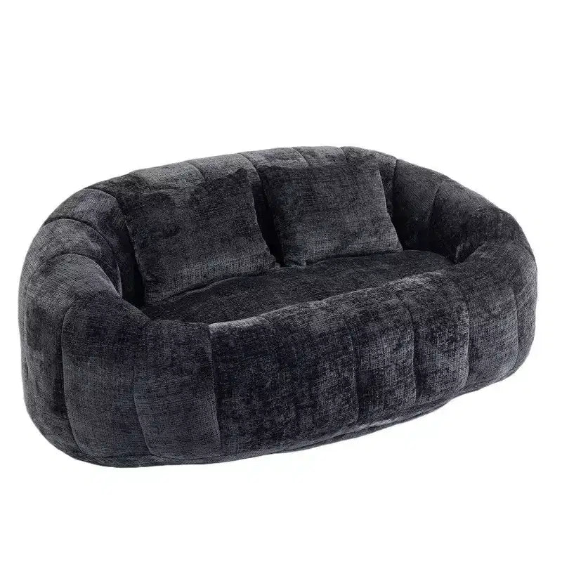 Canapé pouf à dossier haut, pouf inclinable 2 places de 150 cm avec rembourrage en mousse à mémoire de forme, canapé confortable pour salon et chambre