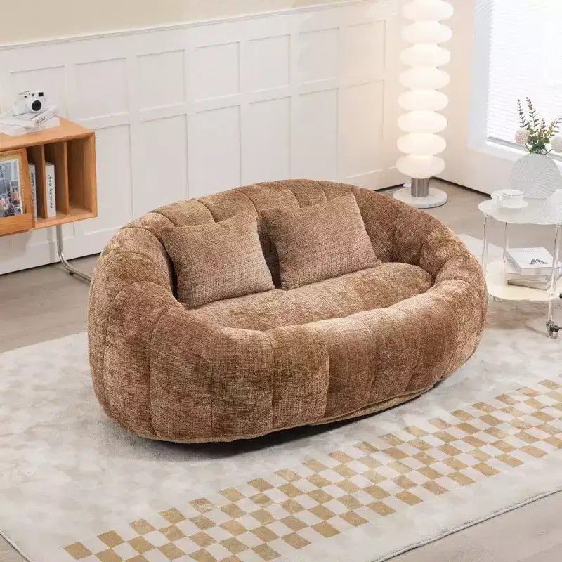 Canapé pouf à dossier haut, pouf inclinable 2 places de 150 cm avec rembourrage en mousse à mémoire de forme, canapé confortable pour salon et chambre