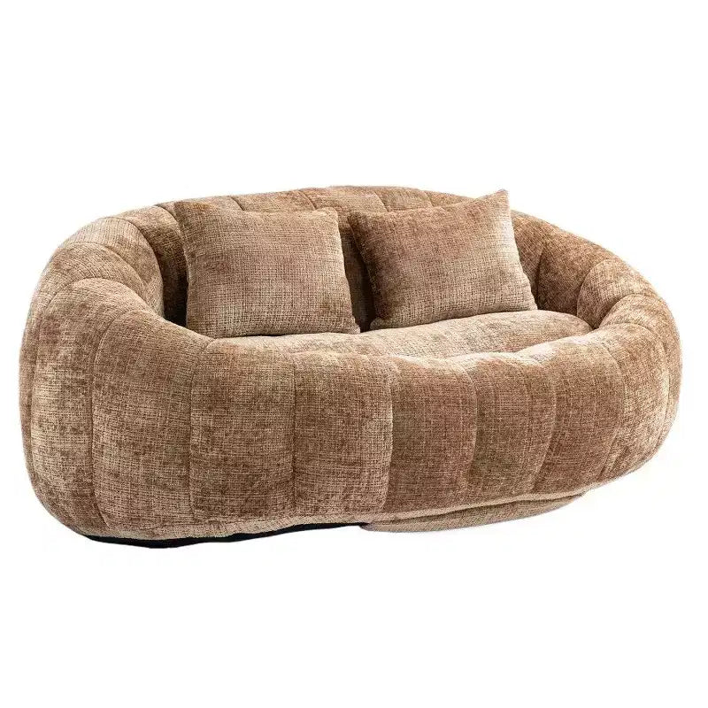 Canapé pouf à dossier haut, pouf inclinable 2 places de 150 cm avec rembourrage en mousse à mémoire de forme, canapé confortable pour salon et chambre