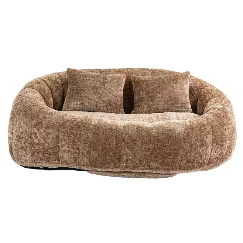 Canapé pouf à dossier haut, pouf inclinable 2 places de 150 cm avec rembourrage en mousse à mémoire de forme, canapé confortable pour salon et chambre