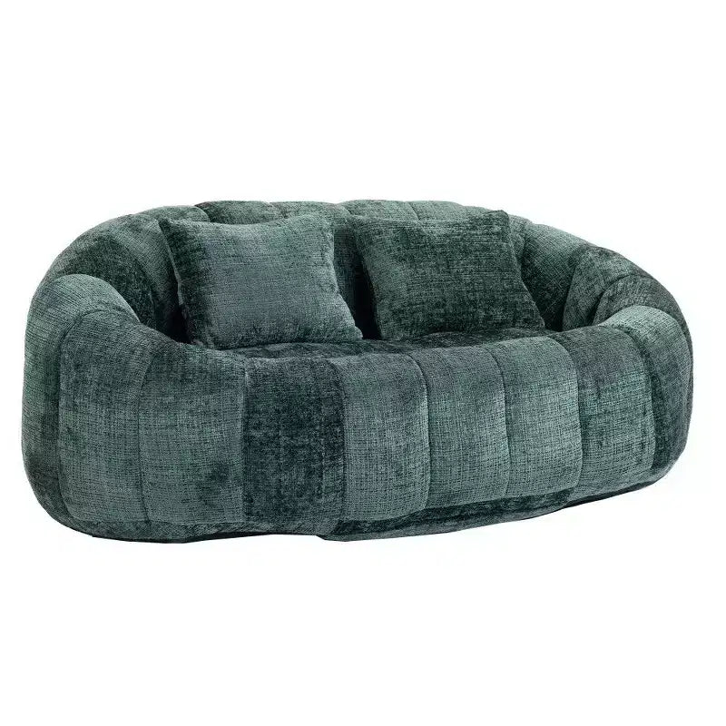 Canapé pouf à dossier haut, pouf inclinable 2 places de 150 cm avec rembourrage en mousse à mémoire de forme, canapé confortable pour salon et chambre