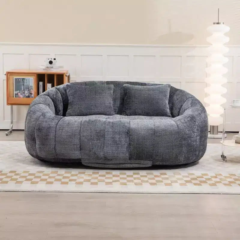 Canapé pouf à dossier haut, pouf inclinable 2 places de 150 cm avec rembourrage en mousse à mémoire de forme, canapé confortable pour salon et chambre