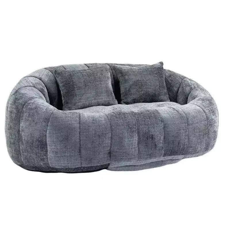 Canapé pouf à dossier haut, pouf inclinable 2 places de 150 cm avec rembourrage en mousse à mémoire de forme, canapé confortable pour salon et chambre