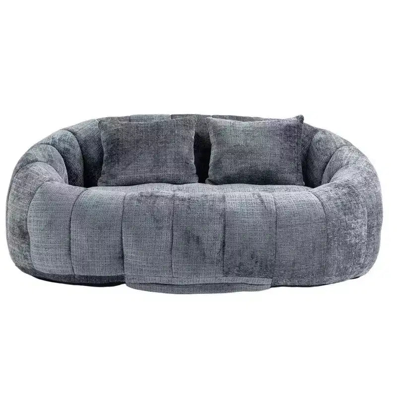 Canapé pouf à dossier haut, pouf inclinable 2 places de 150 cm avec rembourrage en mousse à mémoire de forme, canapé confortable pour salon et chambre