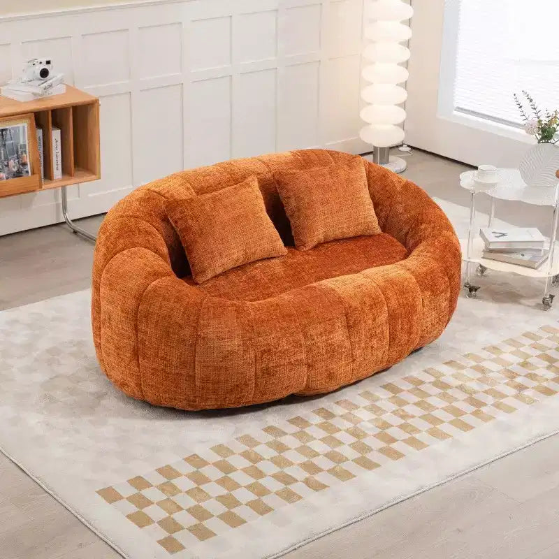Canapé pouf à dossier haut, pouf inclinable 2 places de 150 cm avec rembourrage en mousse à mémoire de forme, canapé confortable pour salon et chambre