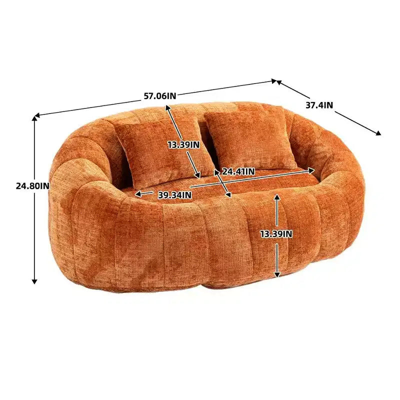 Canapé pouf à dossier haut, pouf inclinable 2 places de 150 cm avec rembourrage en mousse à mémoire de forme, canapé confortable pour salon et chambre