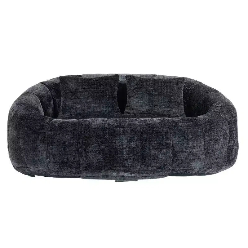Canapé pouf à dossier haut, pouf inclinable 2 places de 150 cm avec rembourrage en mousse à mémoire de forme, canapé confortable pour salon et chambre