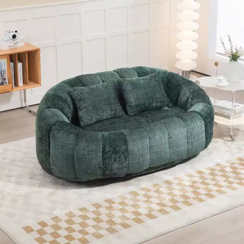 Canapé pouf à dossier haut, pouf inclinable 2 places de 150 cm avec rembourrage en mousse à mémoire de forme, canapé confortable pour salon et chambre