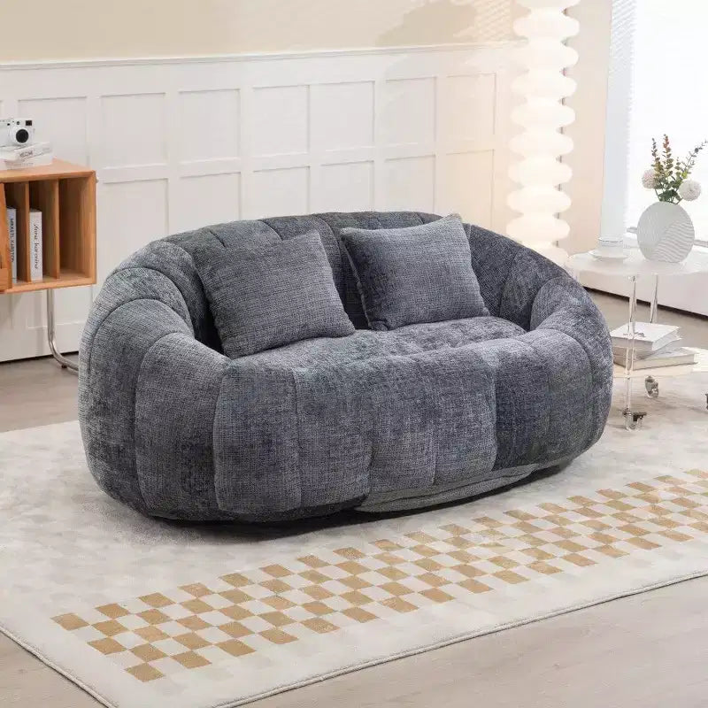 Canapé pouf à dossier haut, pouf inclinable 2 places de 150 cm avec rembourrage en mousse à mémoire de forme, canapé confortable pour salon et chambre