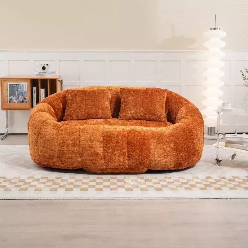 Canapé pouf à dossier haut, pouf inclinable 2 places de 150 cm avec rembourrage en mousse à mémoire de forme, canapé confortable pour salon et chambre