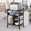 3-Tier Mobile Printer Stand with Charging Station &amp; Storage Shelf - Rolling Desk Organizer for Home Office, Kitchen,Living Room