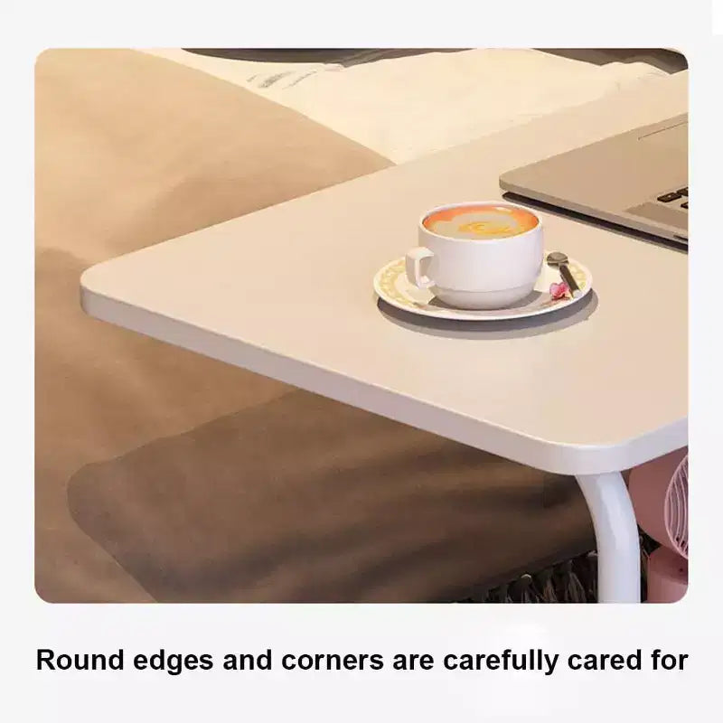 Bureau Roulant Portable sur Roues, Hauteur Réglable, Petite Table d'Ordinateur Mobile avec Étagères de Rangement pour Bureau à Domicile