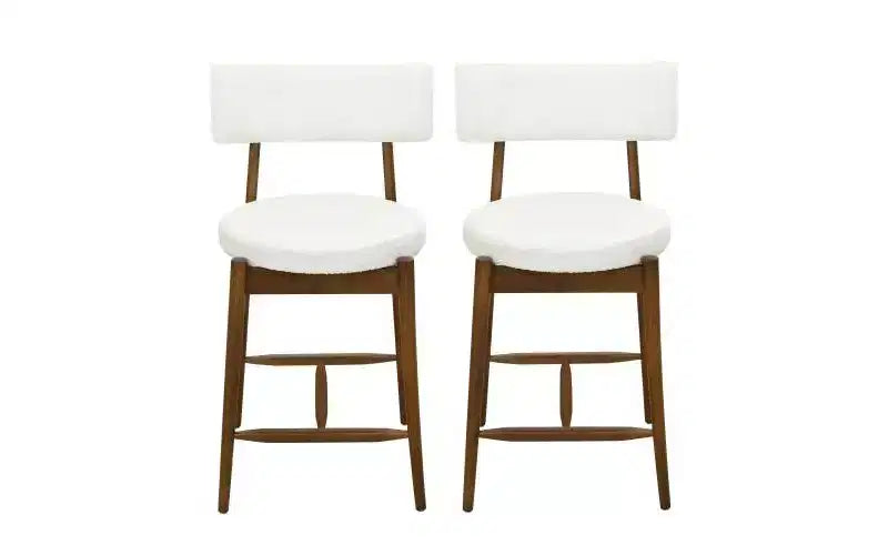 Christopher Knight Home Set of 2 Ryker Mid Century Modern Chenille Upholstered Rubber Wood Counter Height Barstools Beige/Walnut