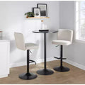 Tabourets de bar réglables en métal noir et tissu beige