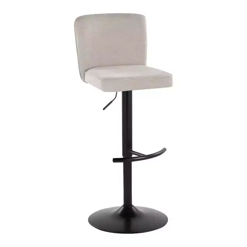 Tabourets de bar réglables en métal noir et tissu beige