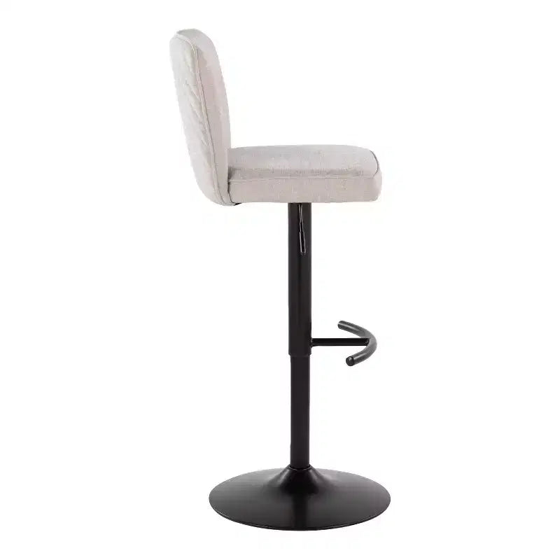 Tabourets de bar réglables en métal noir et tissu beige