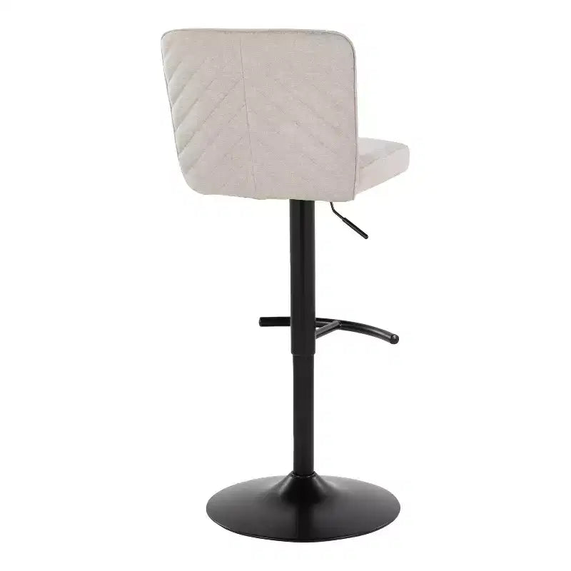 Tabourets de bar réglables en métal noir et tissu beige