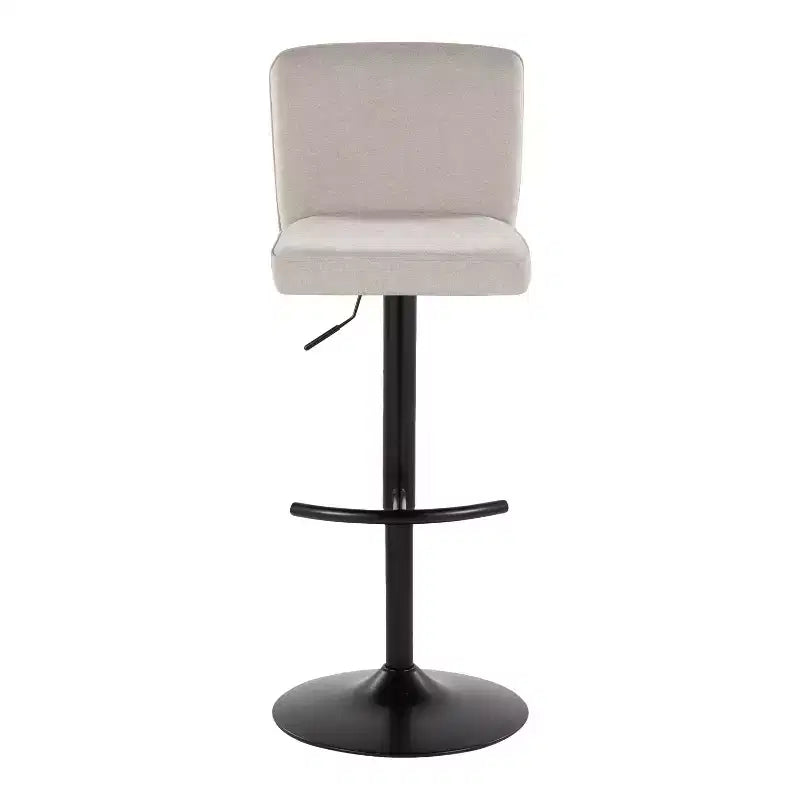 Tabourets de bar réglables en métal noir et tissu beige