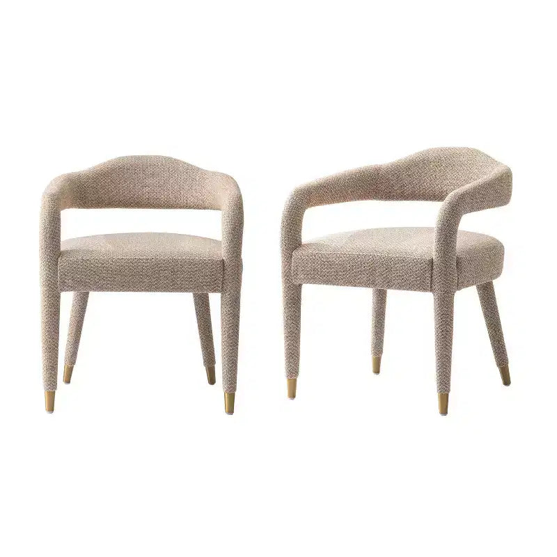 Fauteuils de salle à manger modernes en tissu tweed poussière d'or