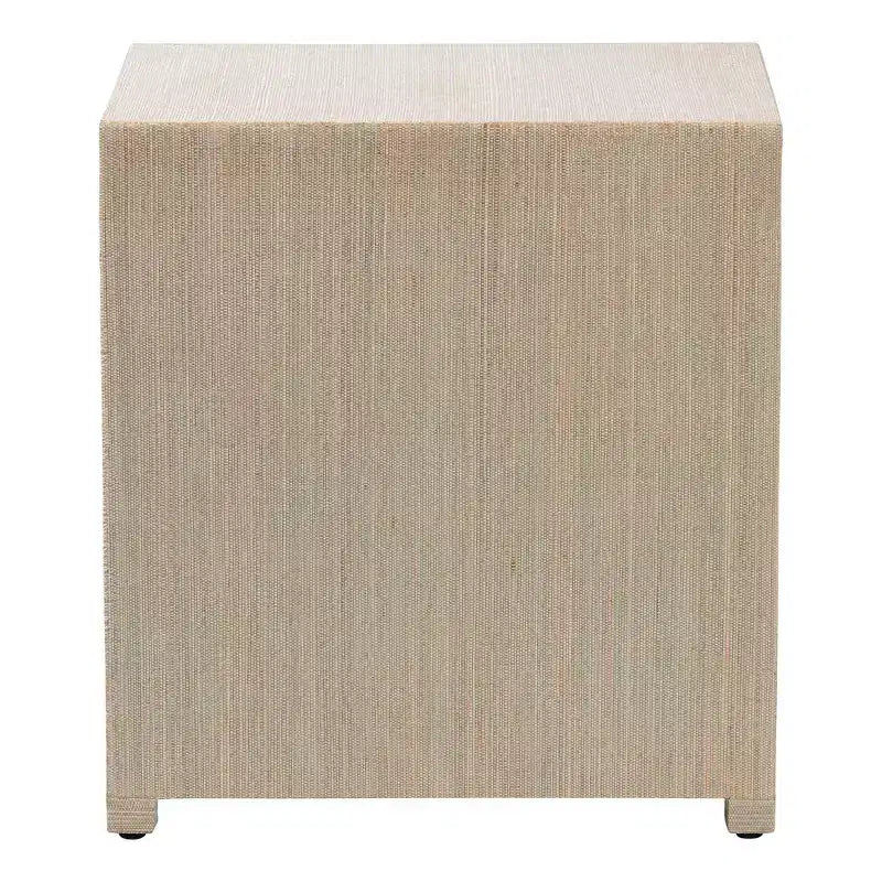 Table de chevet 3 tiroirs en herbier tissé naturel/doré